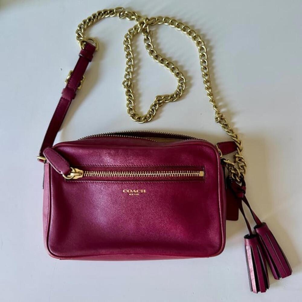 Coach Legacy Air Bag Crossbody Adjustable Length Chain Port Wine Excellent Condi